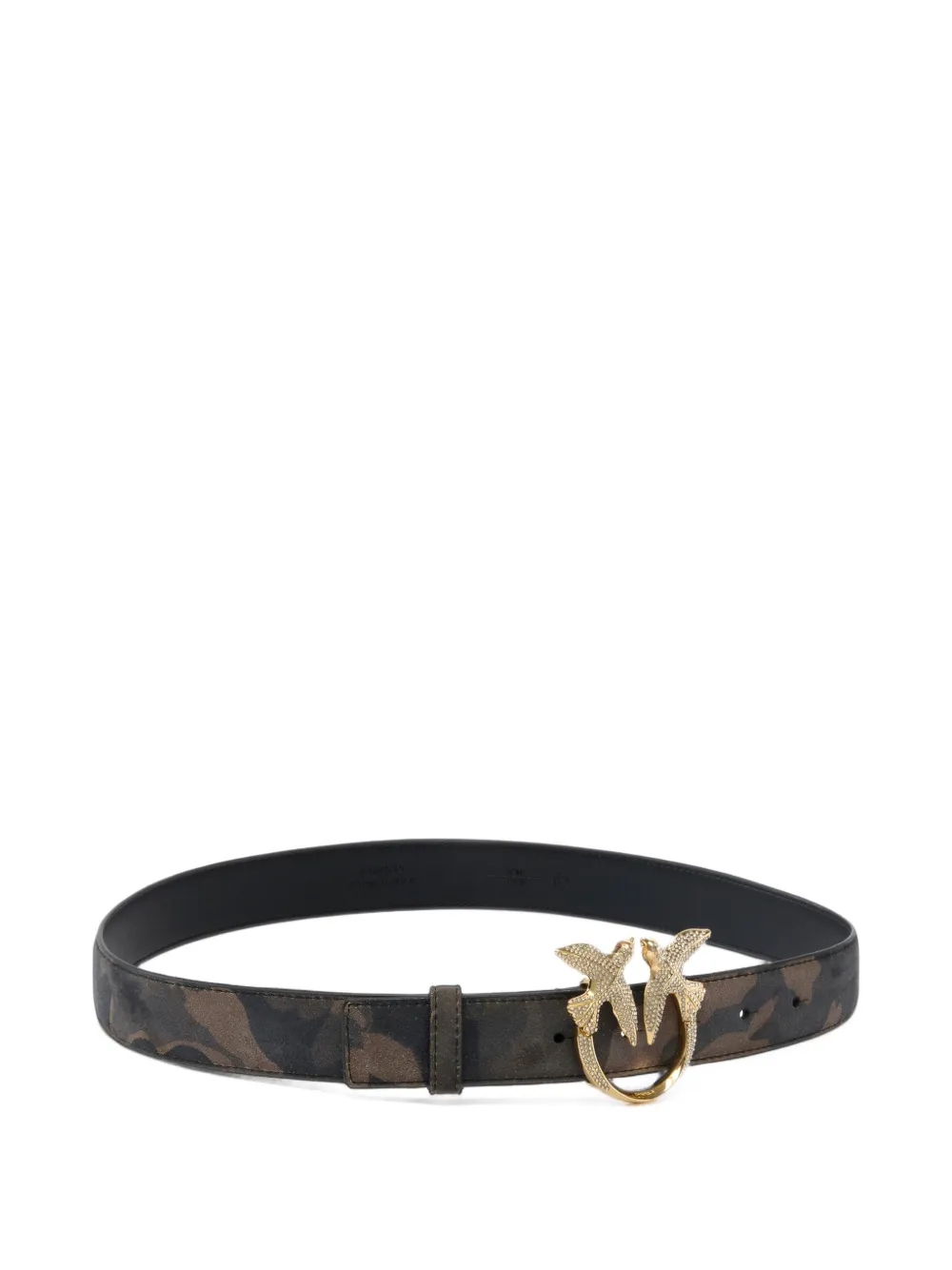 PINKO Riem met Love Birds-gesp en camouflageprint Groen