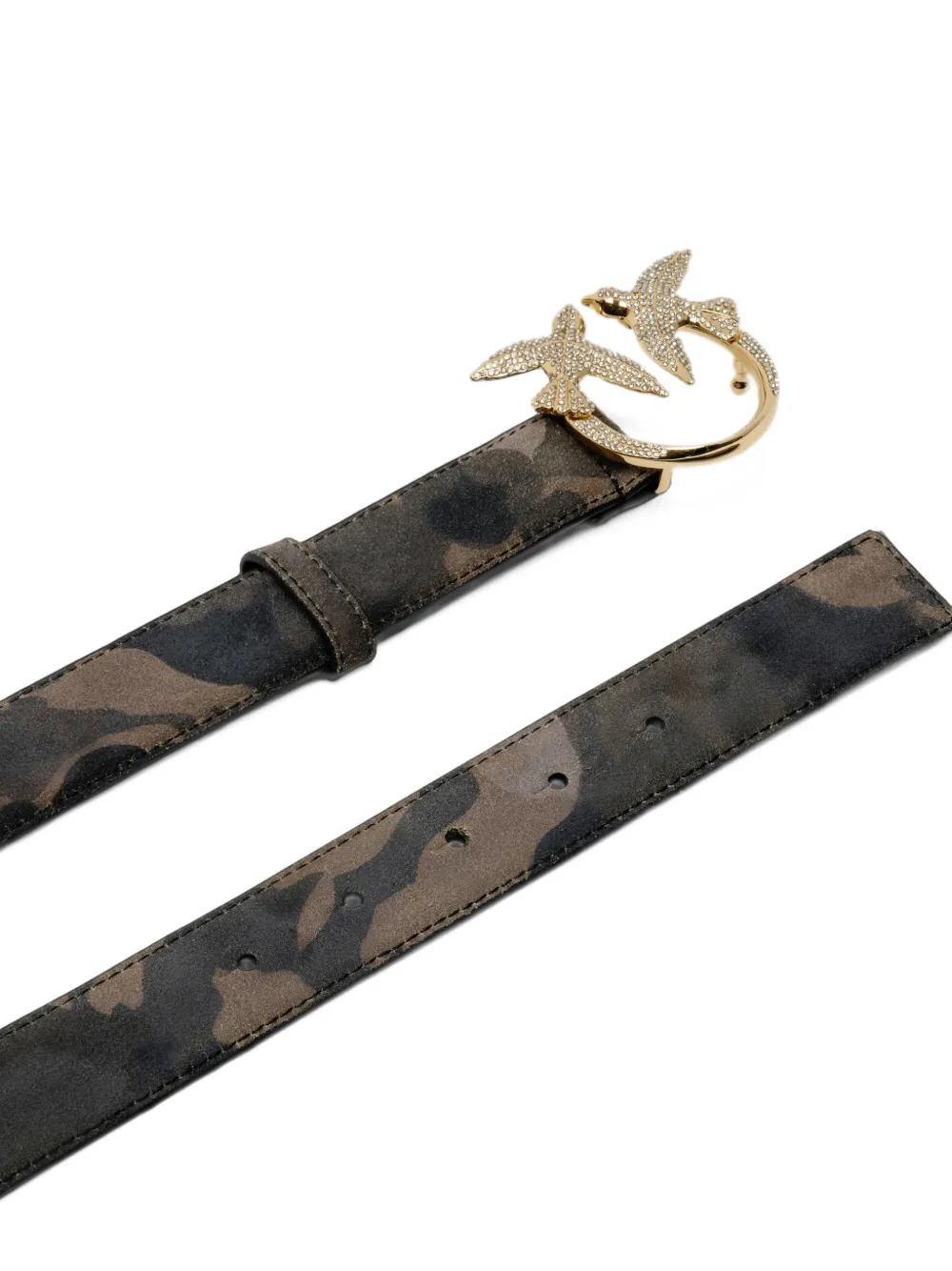 PINKO Riem met Love Birds-gesp en camouflageprint Groen
