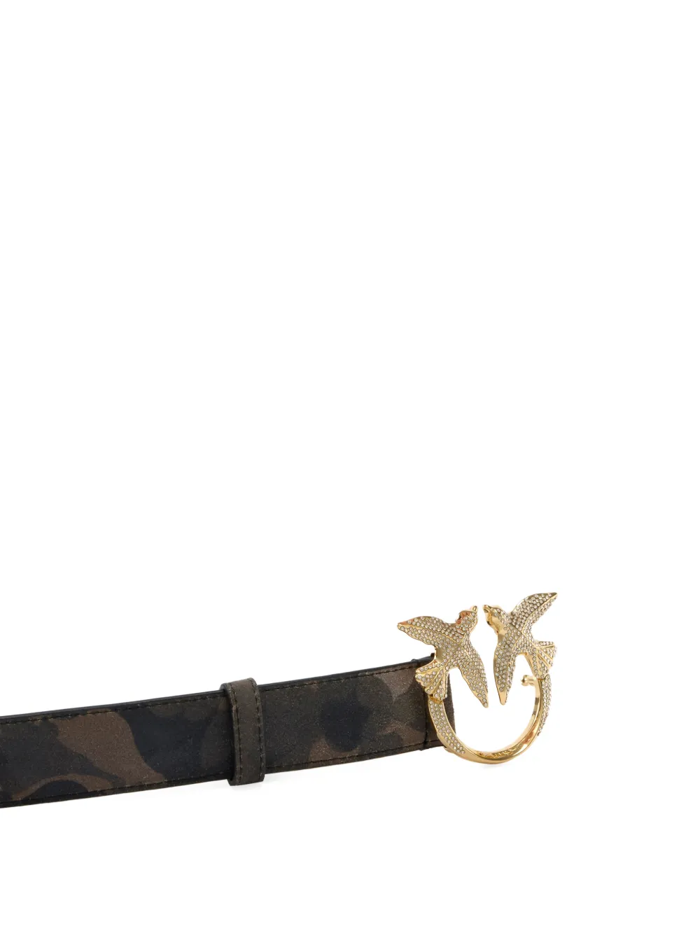 PINKO Riem met Love Birds-gesp en camouflageprint Groen