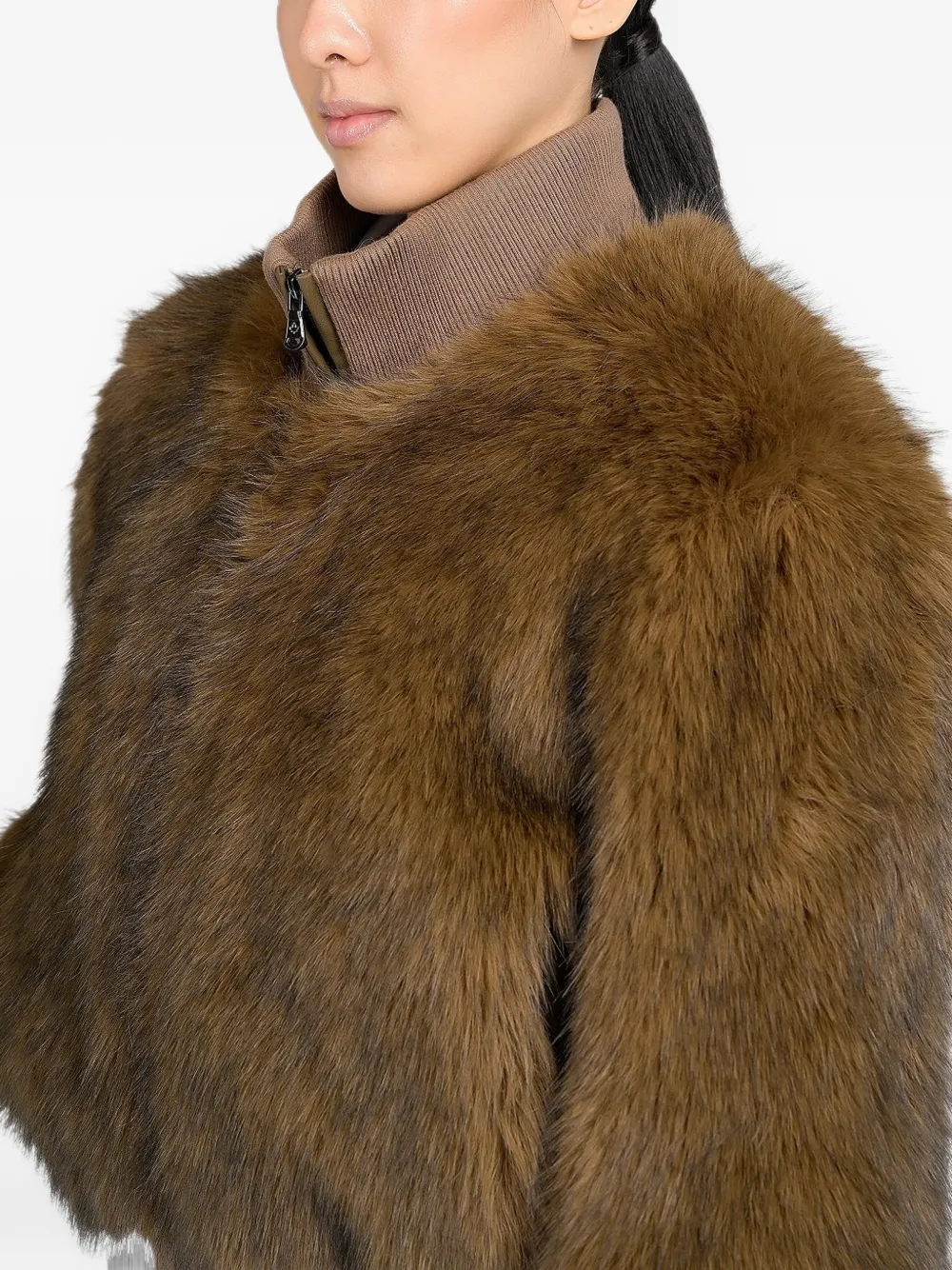 Canadian faux-fur ribbed-trim coat Bruin