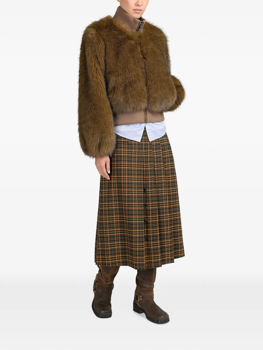 Canadian faux-fur ribbed-trim coat Bruin