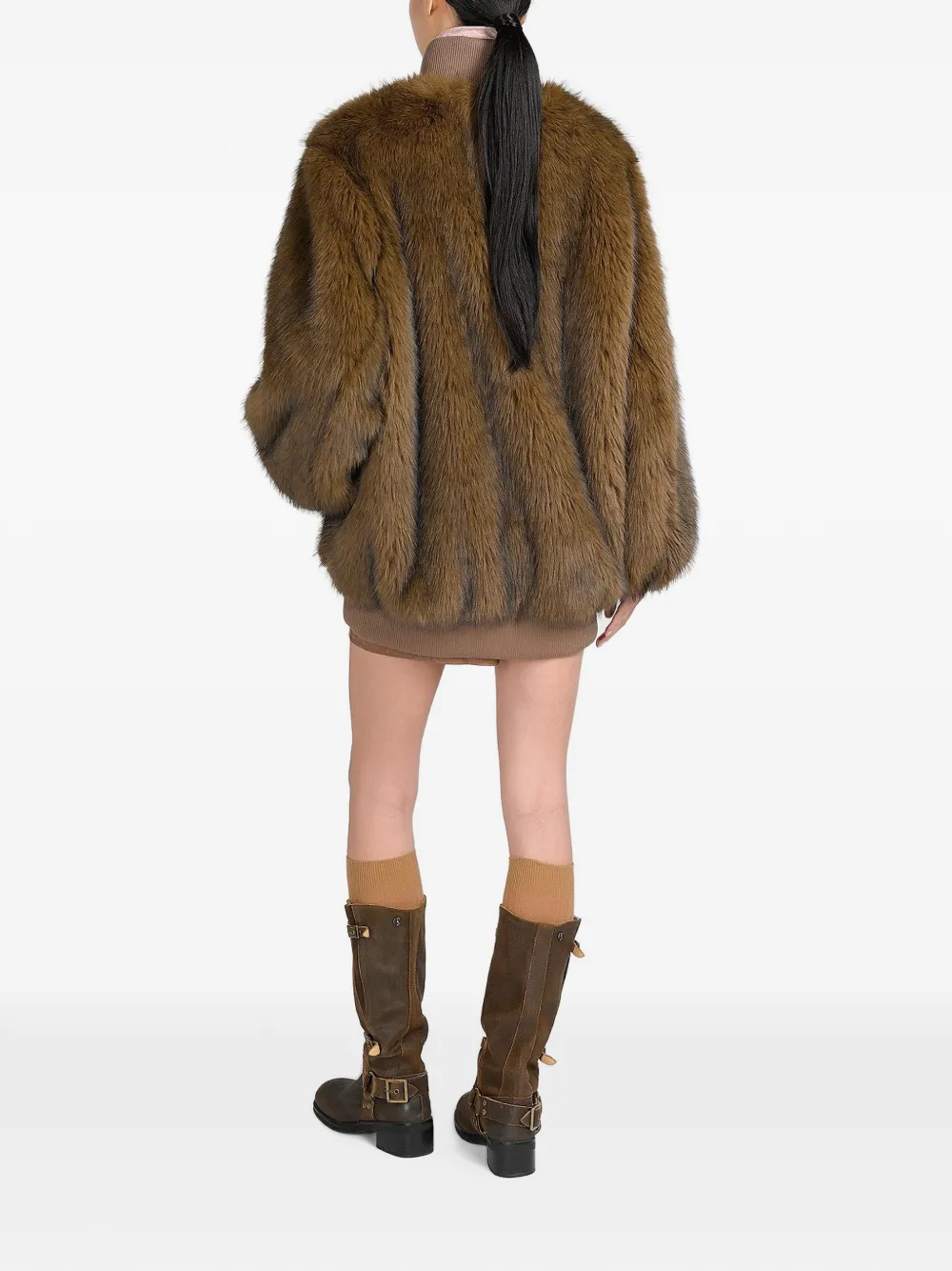 Canadian Argyle faux-fur ribbed-trim jacket Bruin