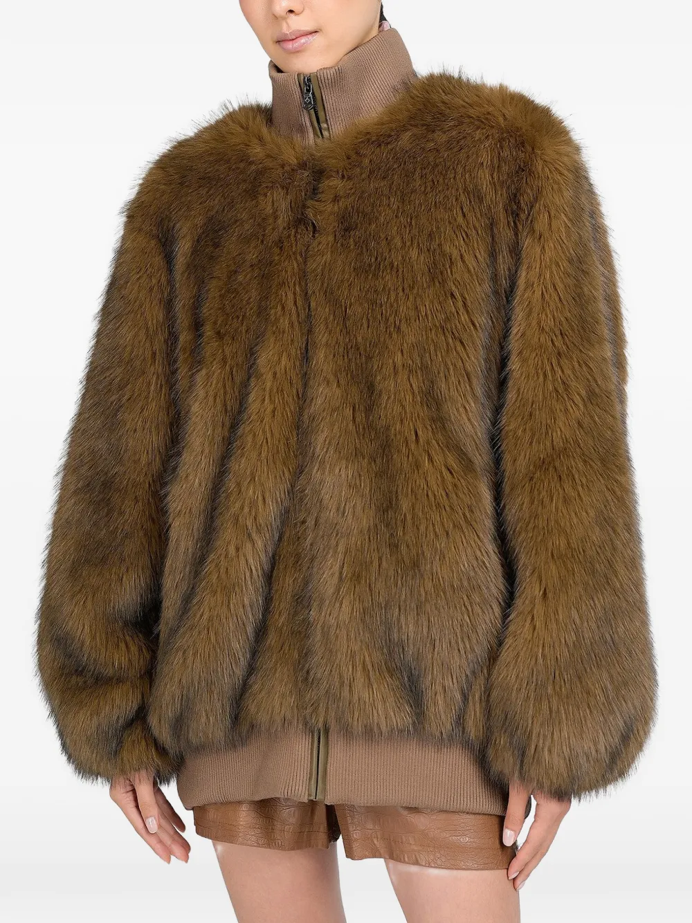 Canadian Argyle faux-fur ribbed-trim jacket Bruin