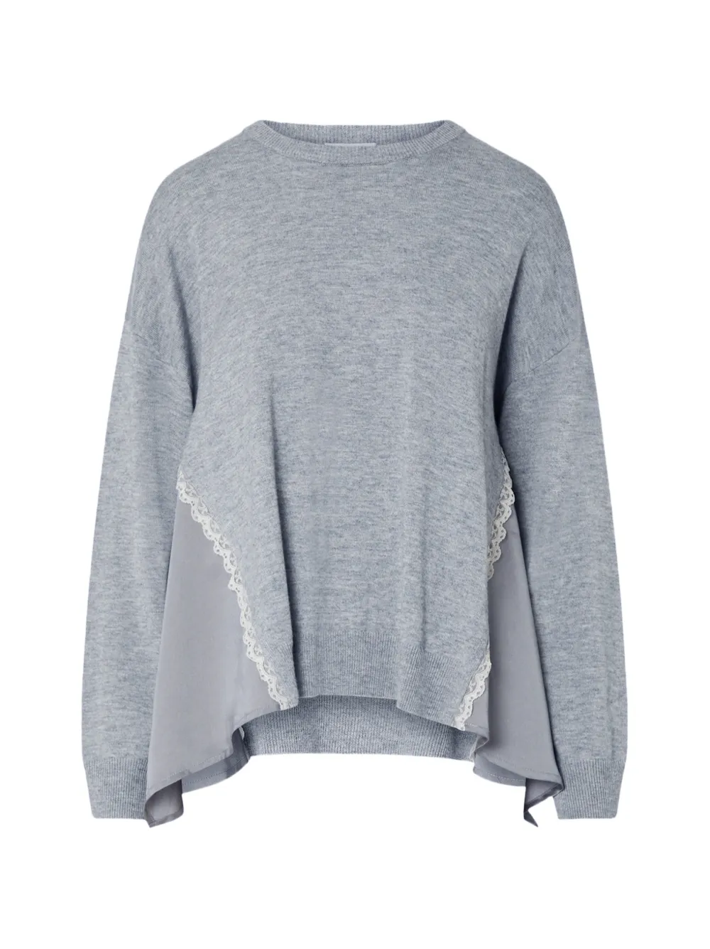 LIU JO knit sweater with inserts in satin - Grau