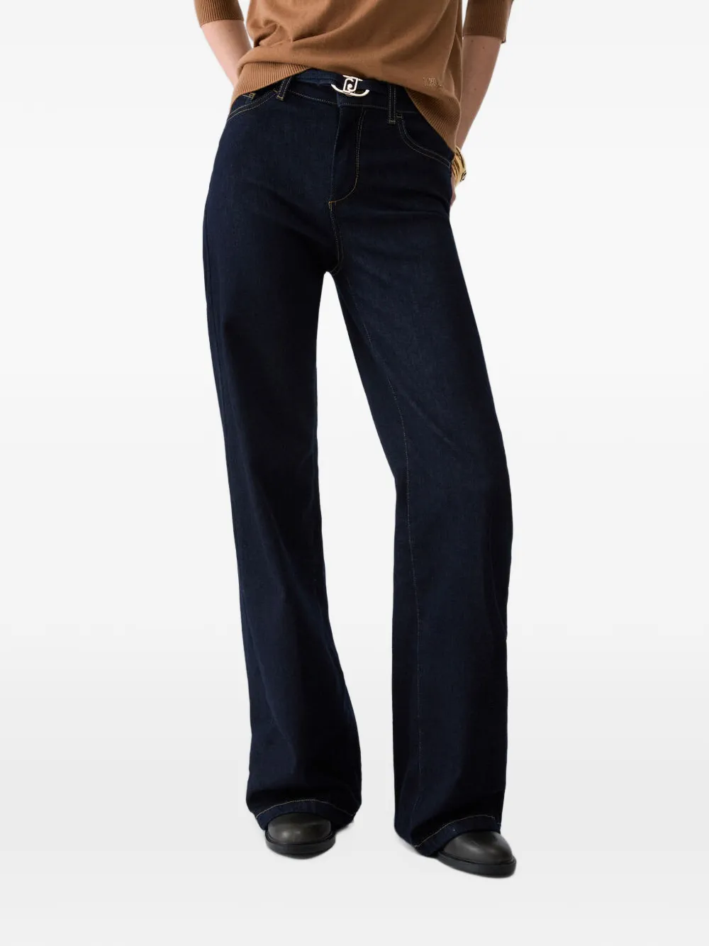 LIU JO Flared jeans met ceintuur Zwart