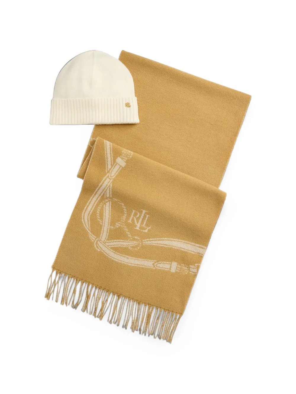 Lauren Ralph Lauren Polo Pony-embroidered beanie hat and scarf set - Marrone