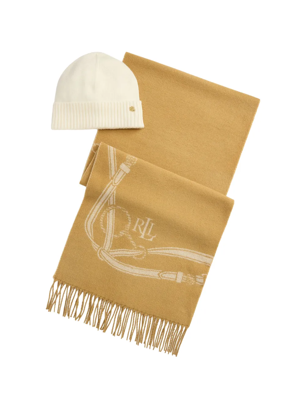 Lauren Ralph Lauren Polo Pony-embroidered beanie hat and scarf set - Braun