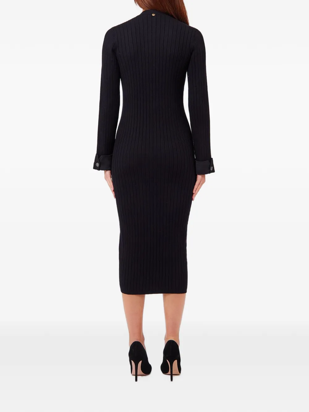 LIU JO Ribgebreide button-down midi-jurk Zwart