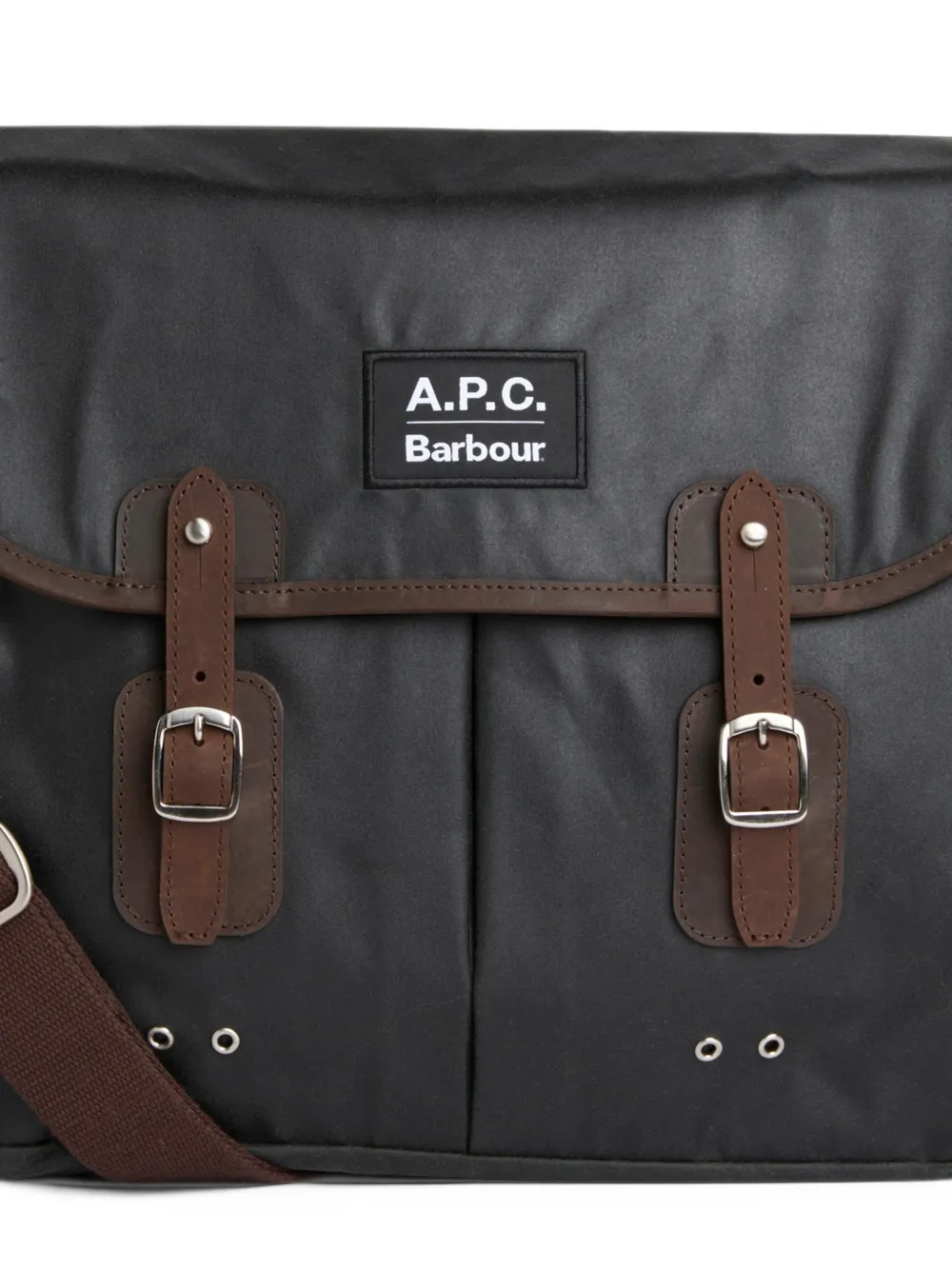 Barbour x A.P.C. buckle-fastening messenger bag Groen