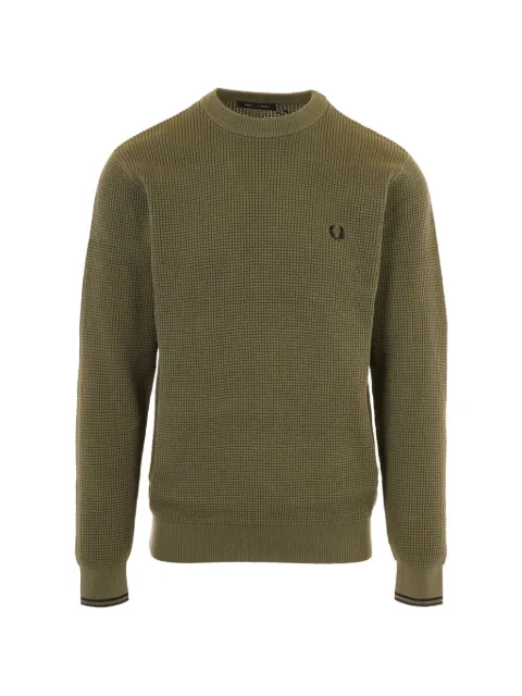 Fred Perry waffle-knit embroidered-logo sweater