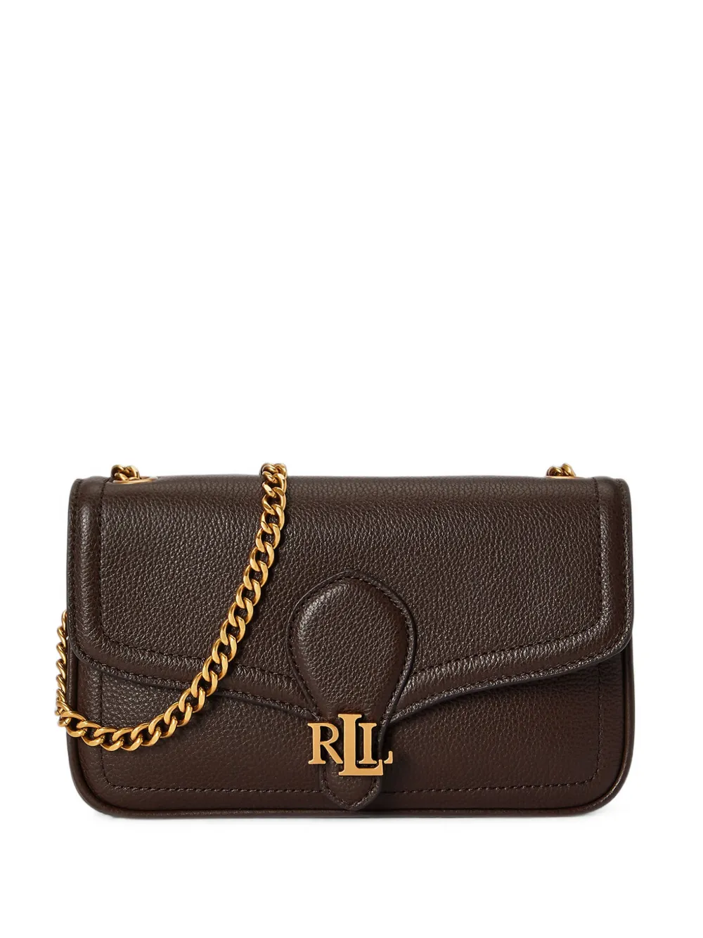 Lauren Ralph Lauren Bradley logo-plaque chain-link shoulder bag - Brown
