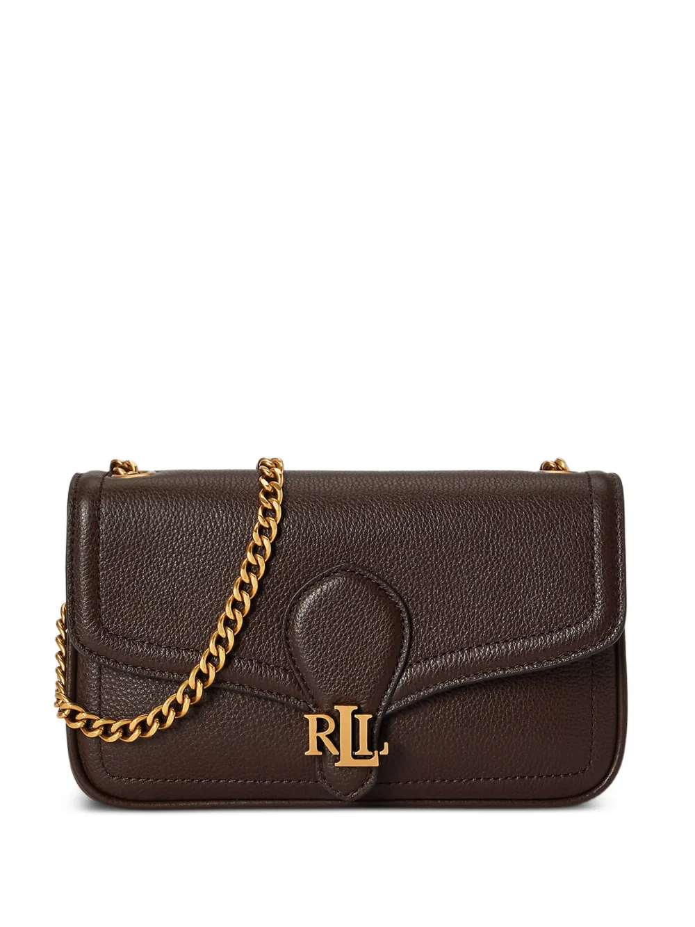 Lauren Ralph Lauren Bradley logo-plaque chain-link shoulder bag - Brown