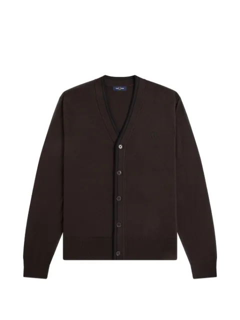Fred Perry tipping-detail logo-embroidered cardigan