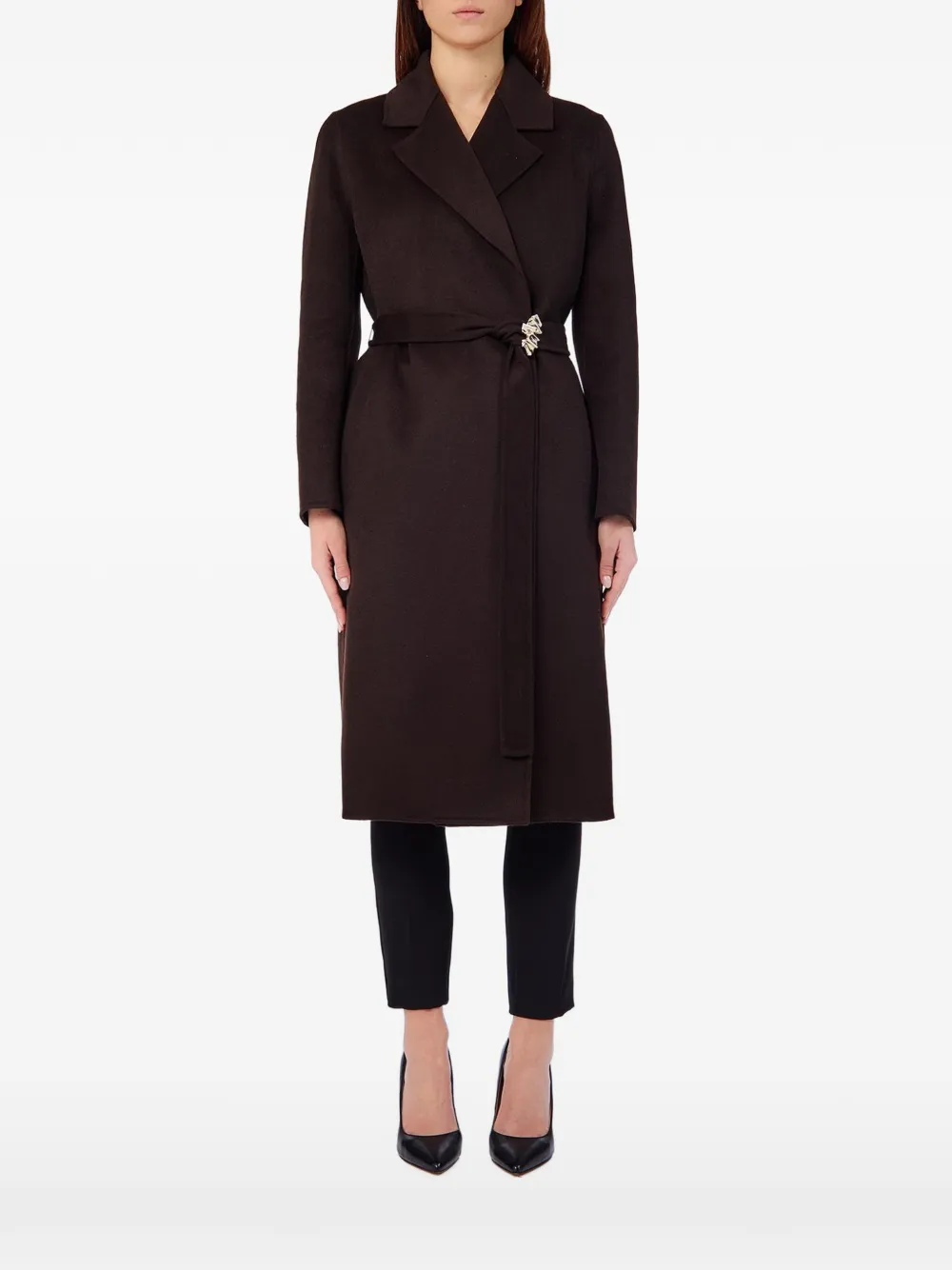 LIU JO belted wrap-style coat - Marrone