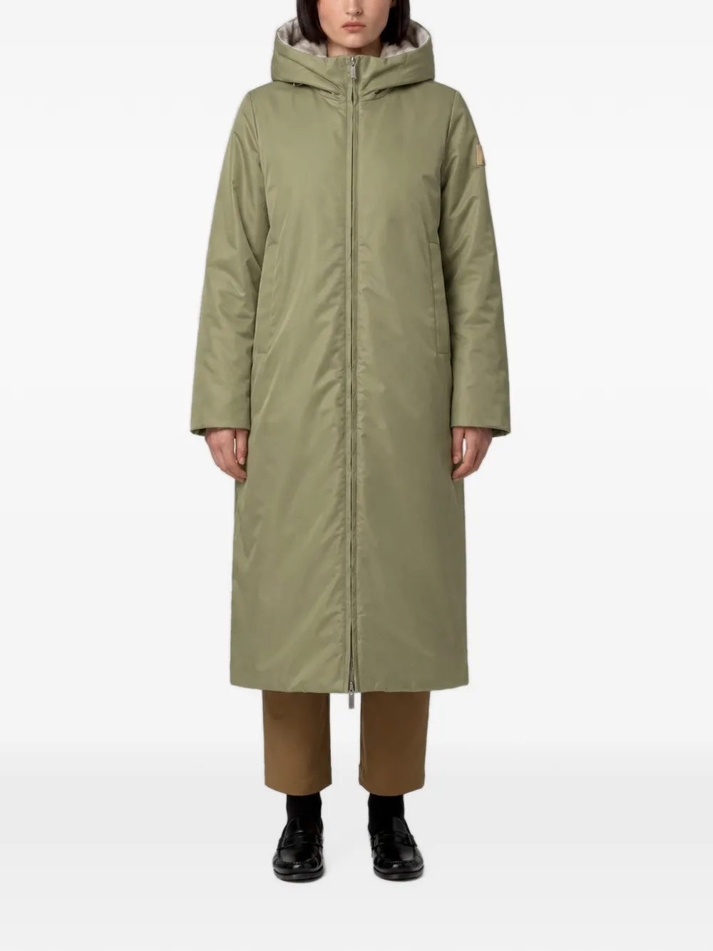 K-Way Jas met logopatch en capuchon Groen