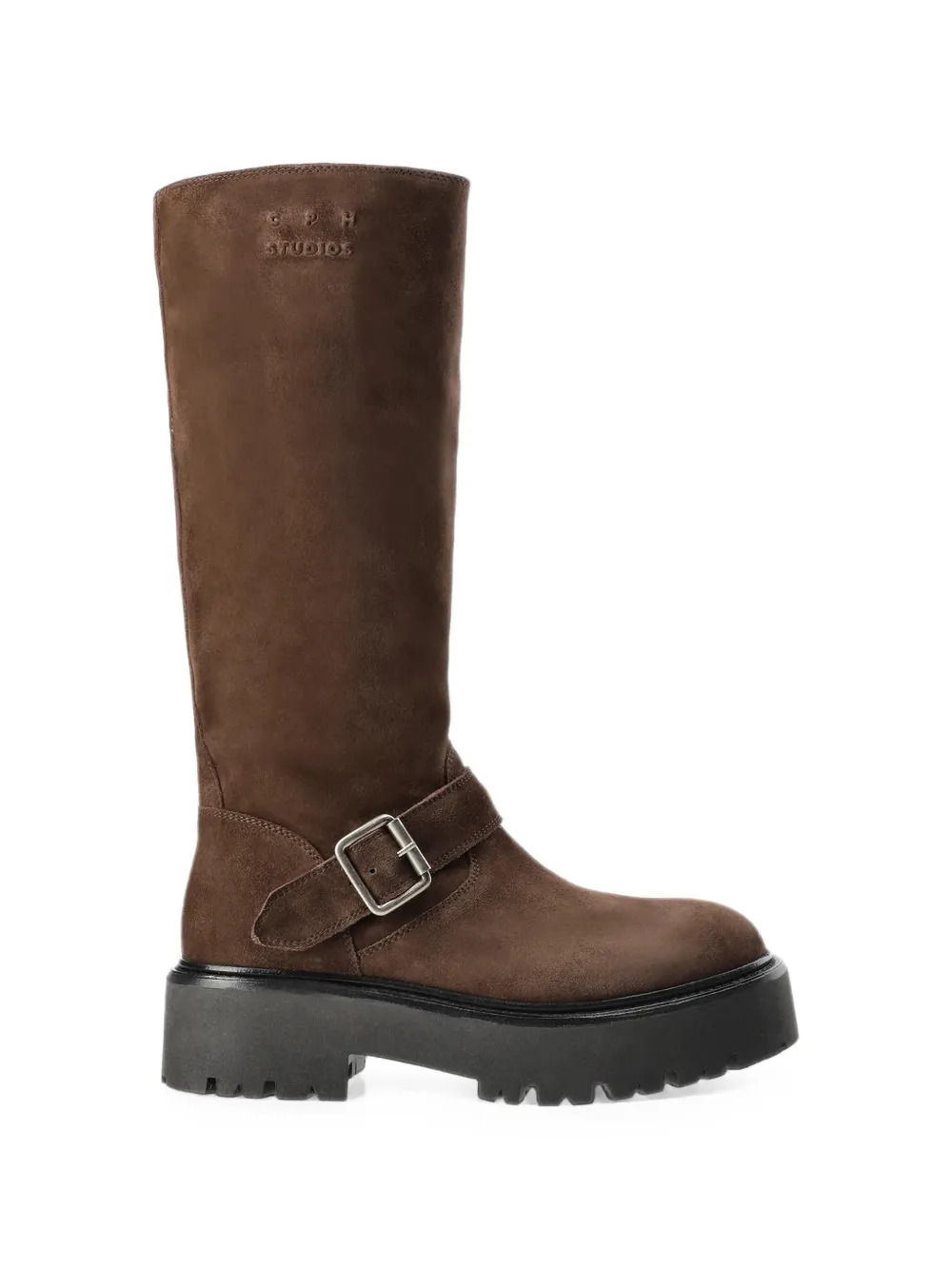 Copenhagen Studios Chunky Biker Buckle-strap Chunky-sole Boots In Brown