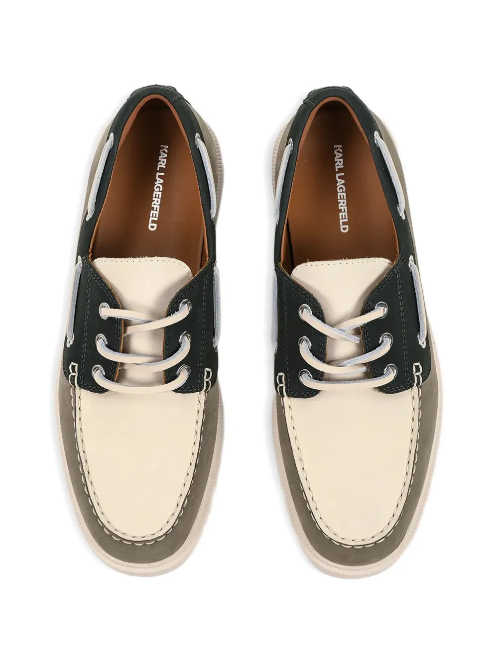 Karl Lagerfeld colour-block boat shoes Groen