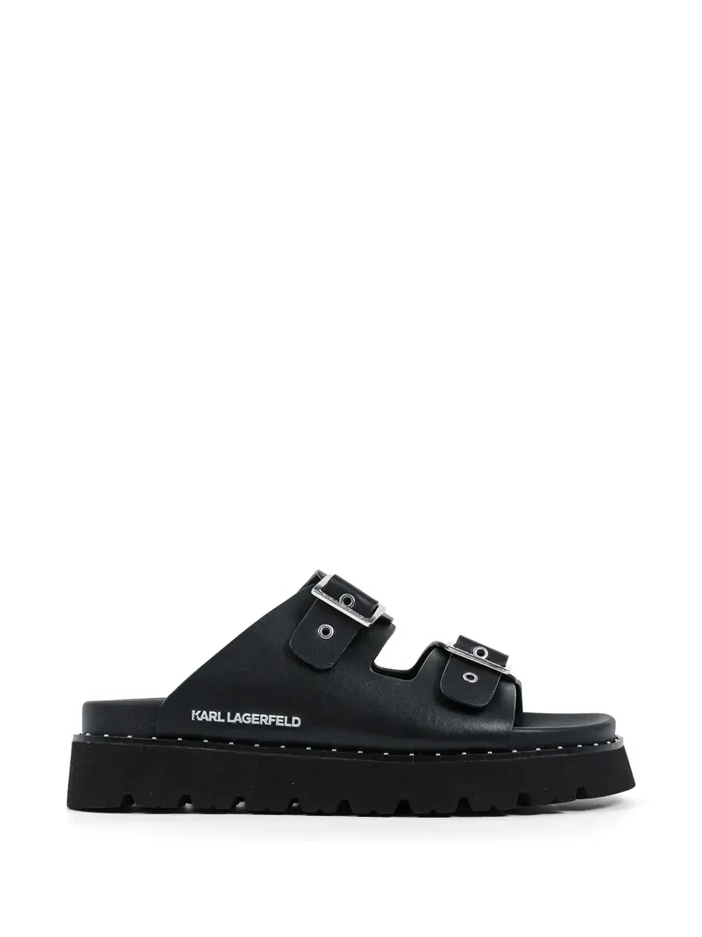 Karl Lagerfeld buckle-fastening platform slides Zwart