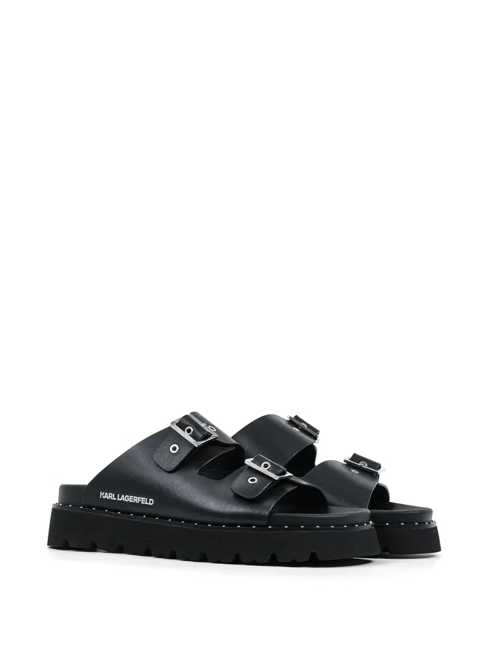 Karl Lagerfeld buckle-fastening platform slides Zwart