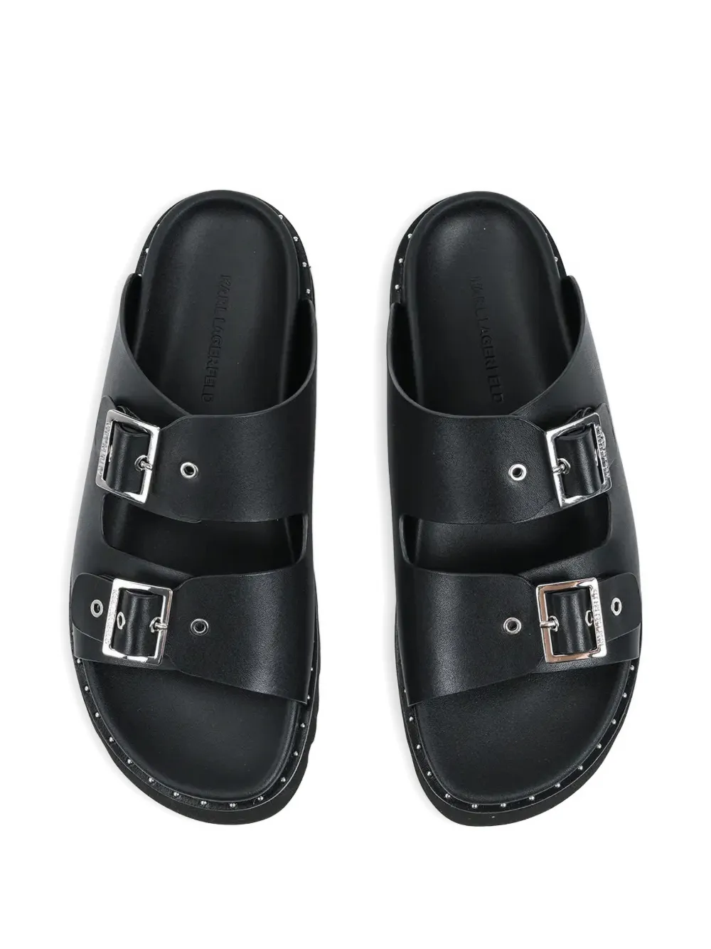 Karl Lagerfeld buckle-fastening platform slides Zwart