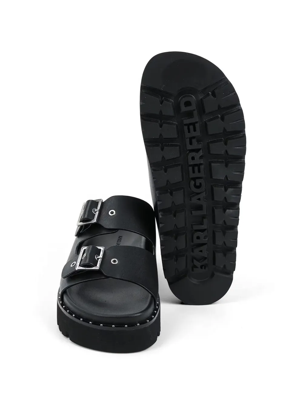 Karl Lagerfeld buckle-fastening platform slides Zwart