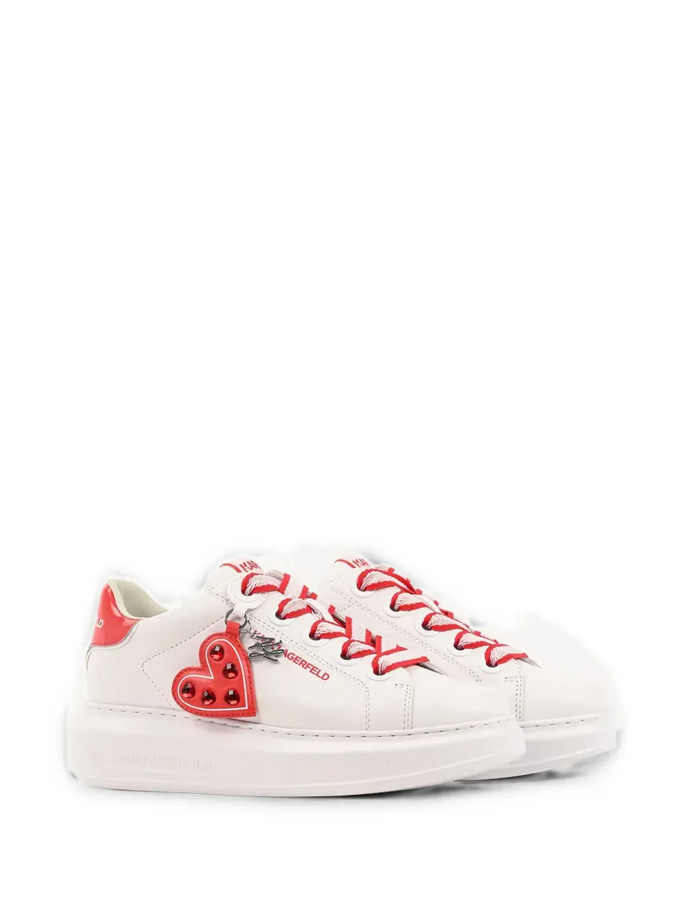Karl Lagerfeld heart-motif logo-print sneakers Wit