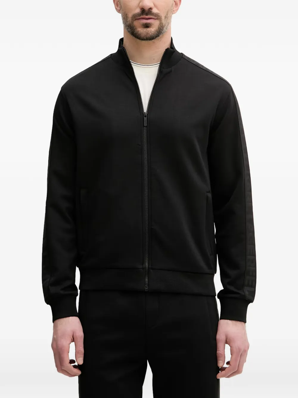 Karl Lagerfeld logo-tape zip-up sweatshirt - Nero