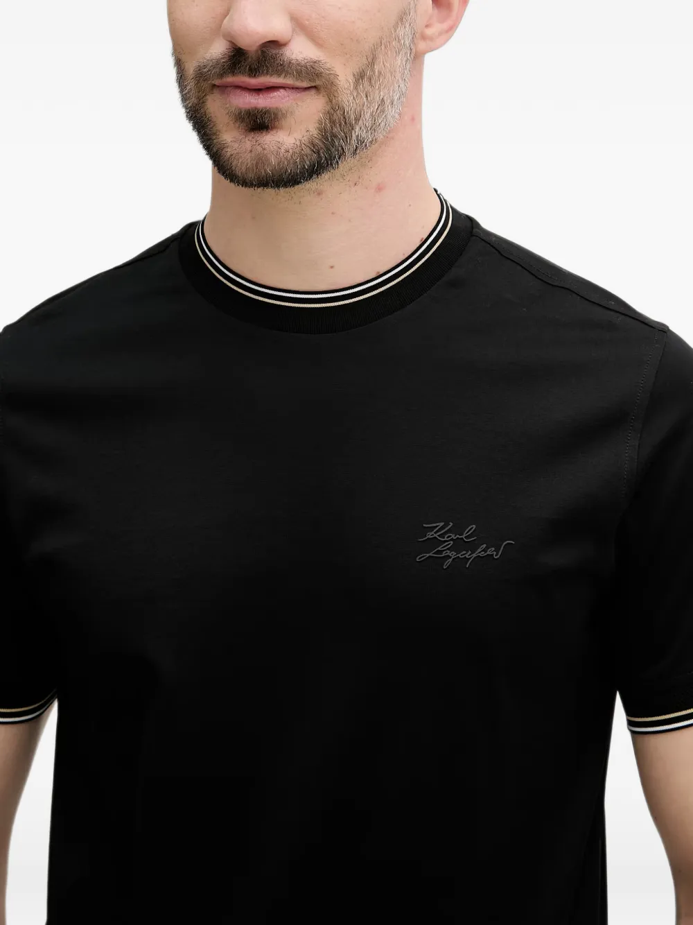 Karl Lagerfeld T-shirt met geborduurd logo Zwart