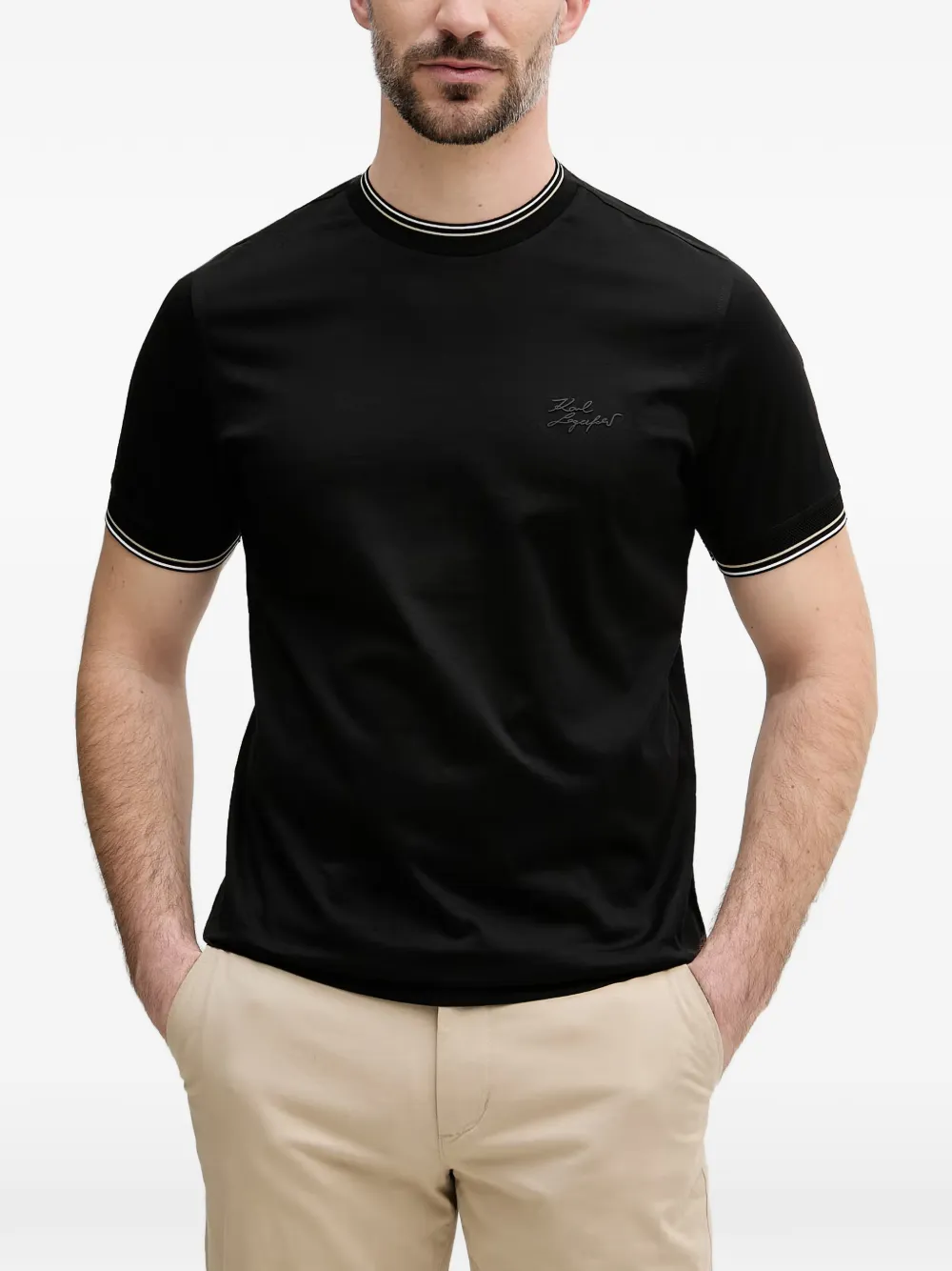 Karl Lagerfeld T-shirt met geborduurd logo Zwart