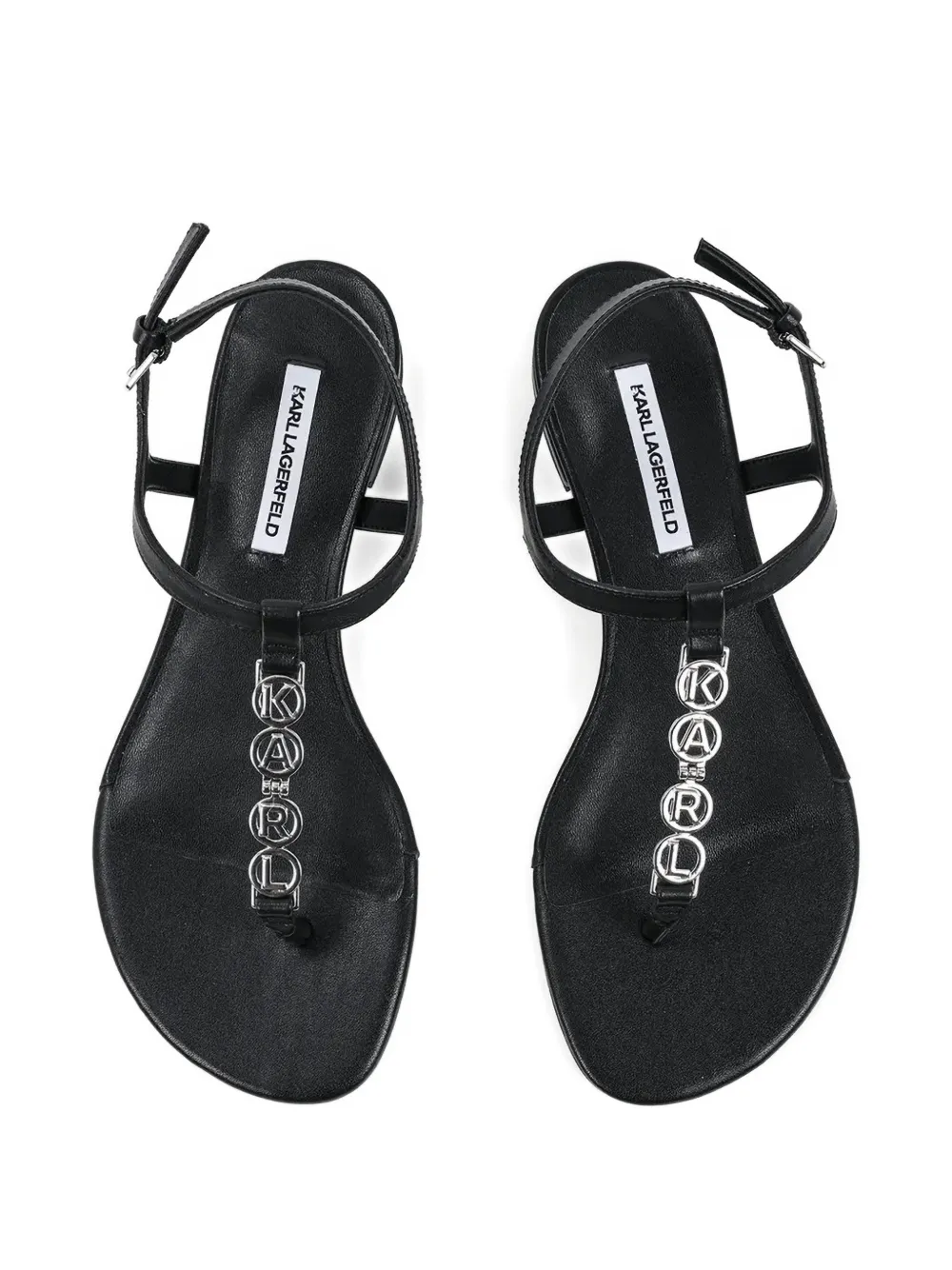 Karl Lagerfeld logo-lettering T-strap sandals Zwart