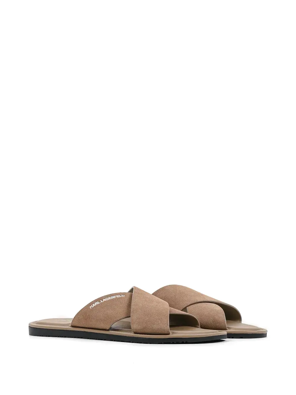 Karl Lagerfeld criss-cross suede slides Bruin