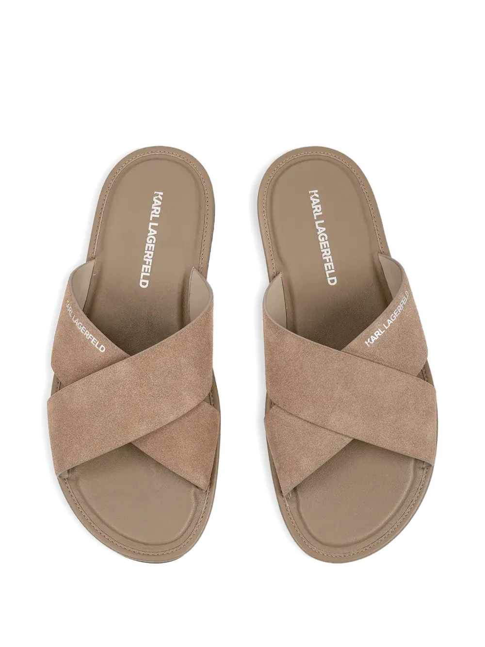 Karl Lagerfeld criss-cross suede slides Bruin