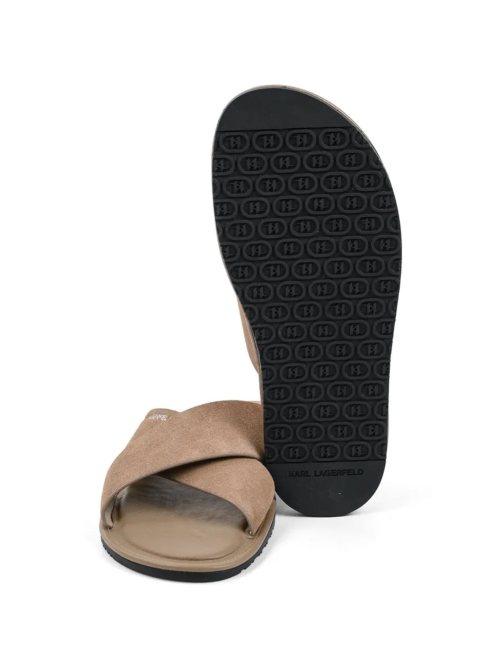 Karl Lagerfeld criss-cross suede slides Bruin