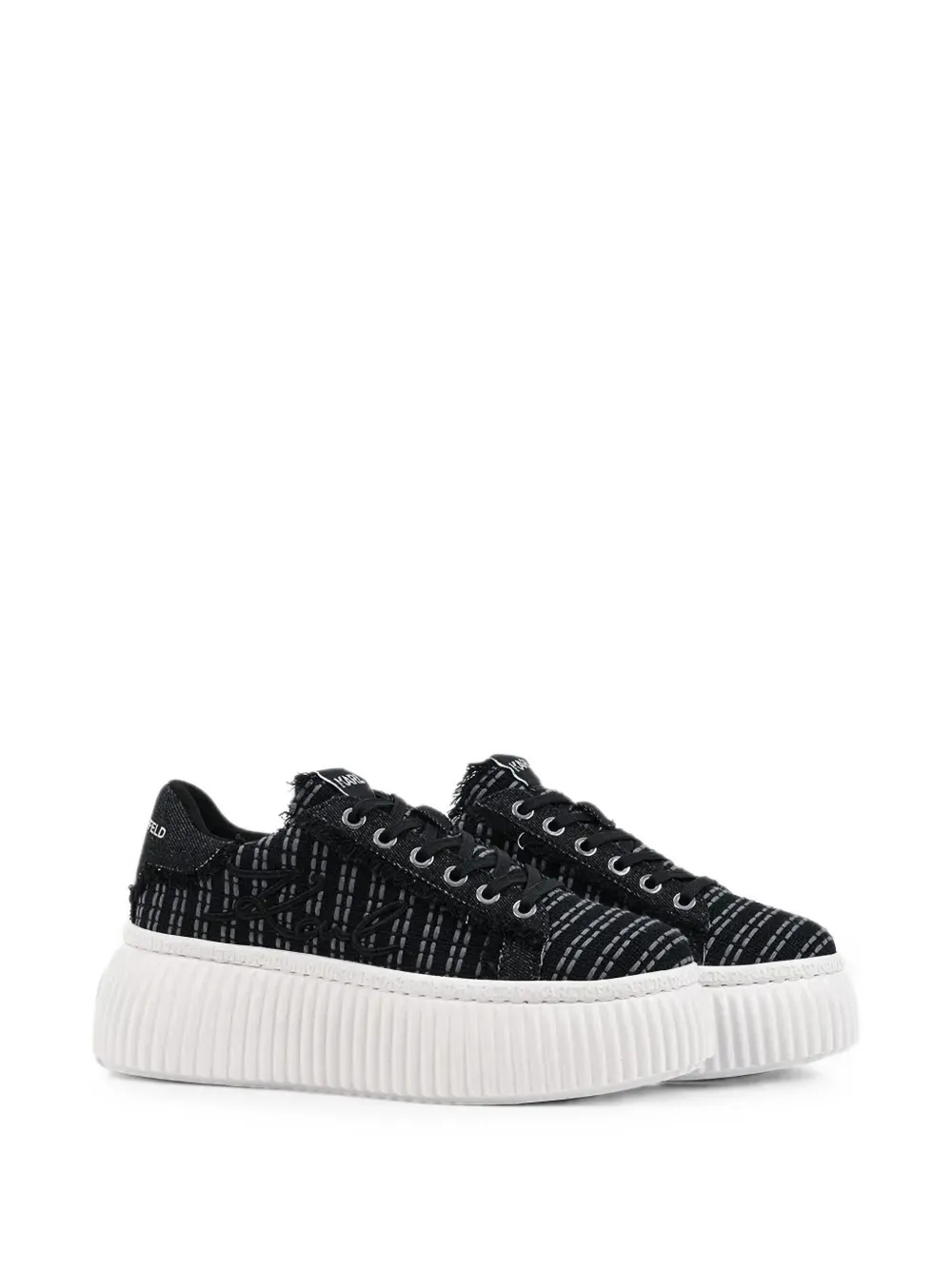 Karl Lagerfeld Kreeper bouclé-knit frayed sneakers Zwart