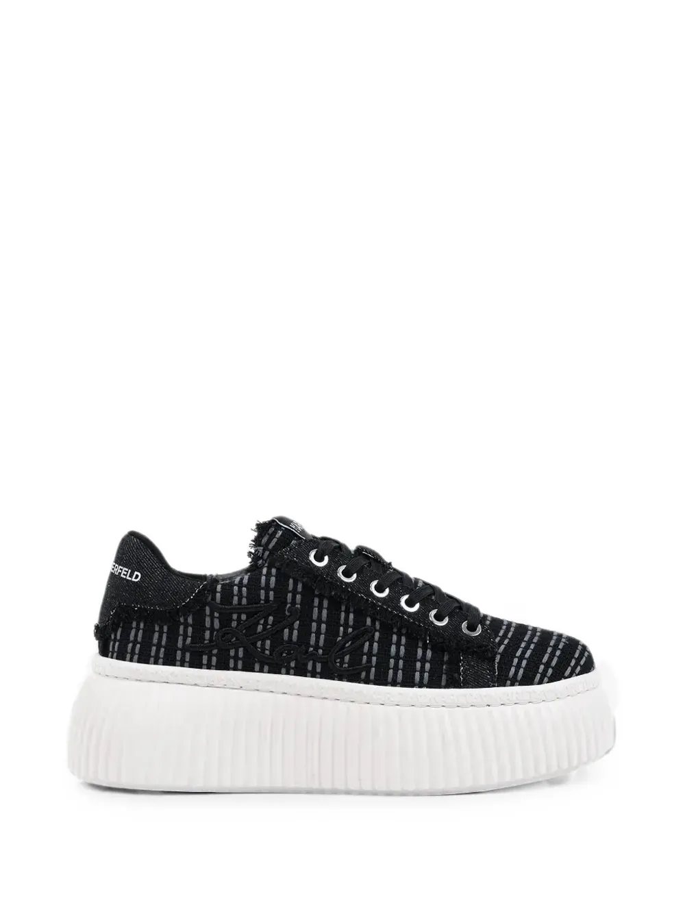 Karl Lagerfeld Kreeper bouclé-knit frayed sneakers Zwart