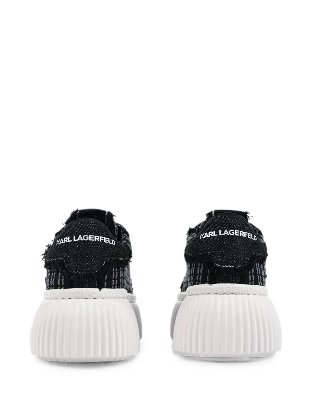 Karl Lagerfeld Kreeper bouclé-knit frayed sneakers Zwart