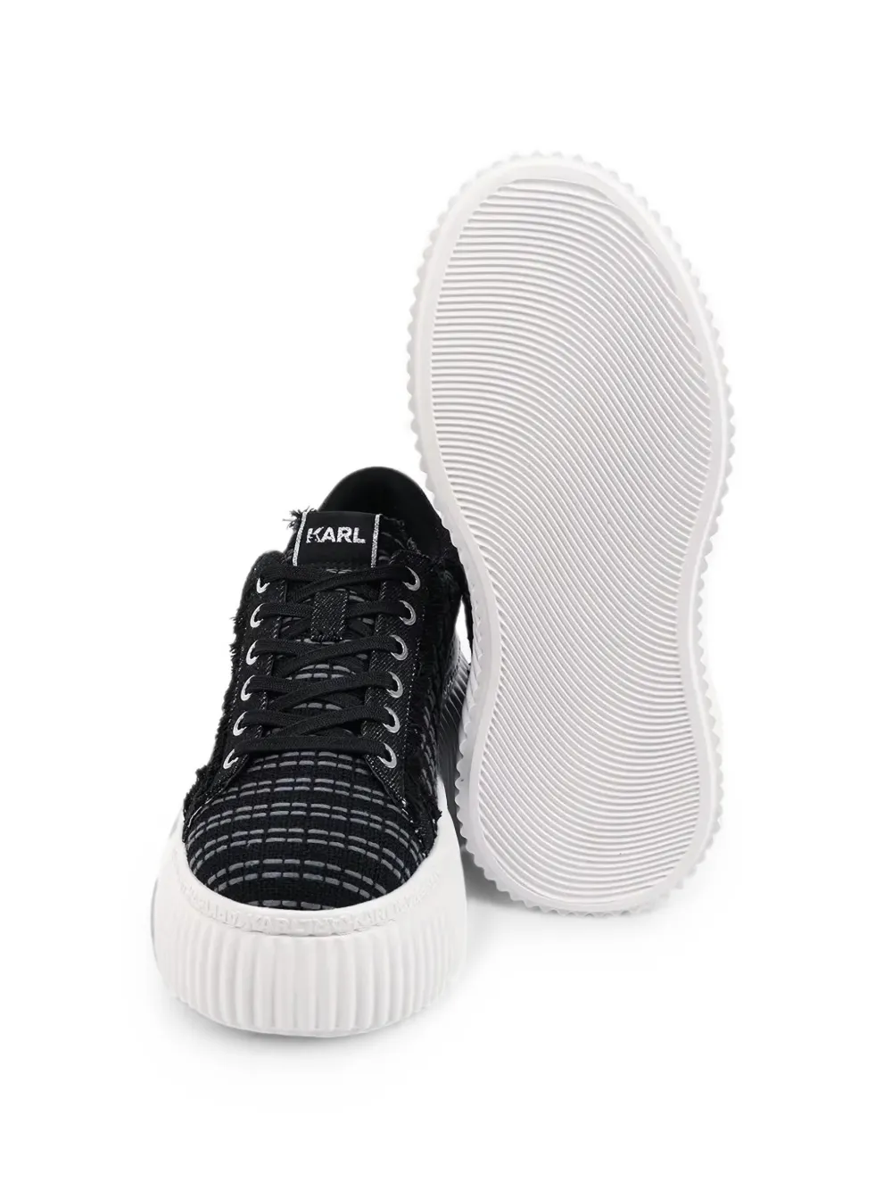 Karl Lagerfeld Kreeper bouclé-knit frayed sneakers Zwart