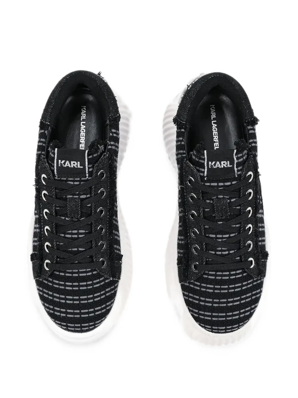 Karl Lagerfeld Kreeper bouclé-knit frayed sneakers Zwart