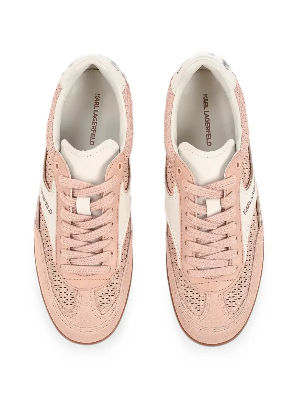 Karl Lagerfeld perforated panelled sneakers Roze