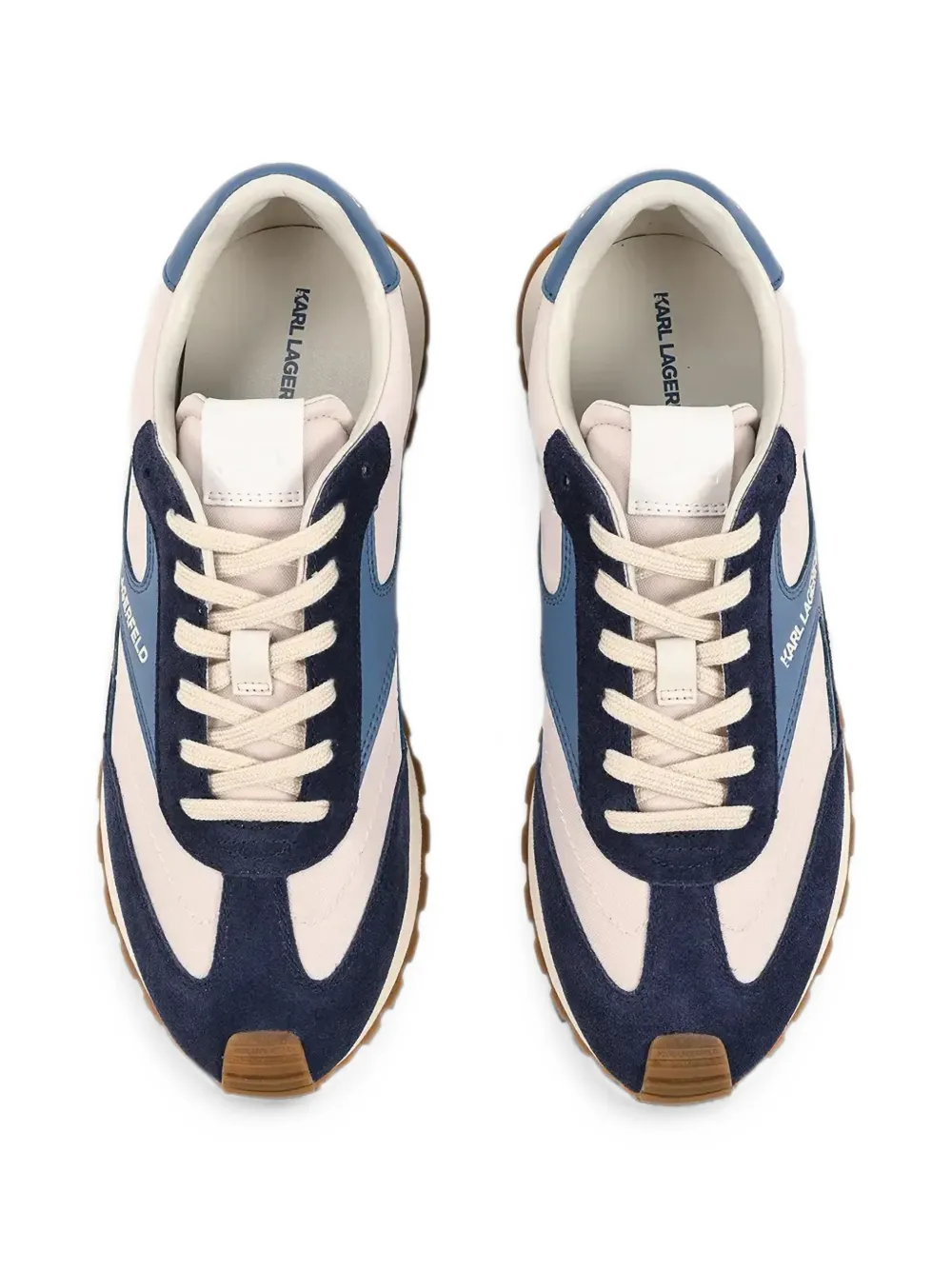 Karl Lagerfeld Kairo panelled suede-trimmed sneakers Blauw