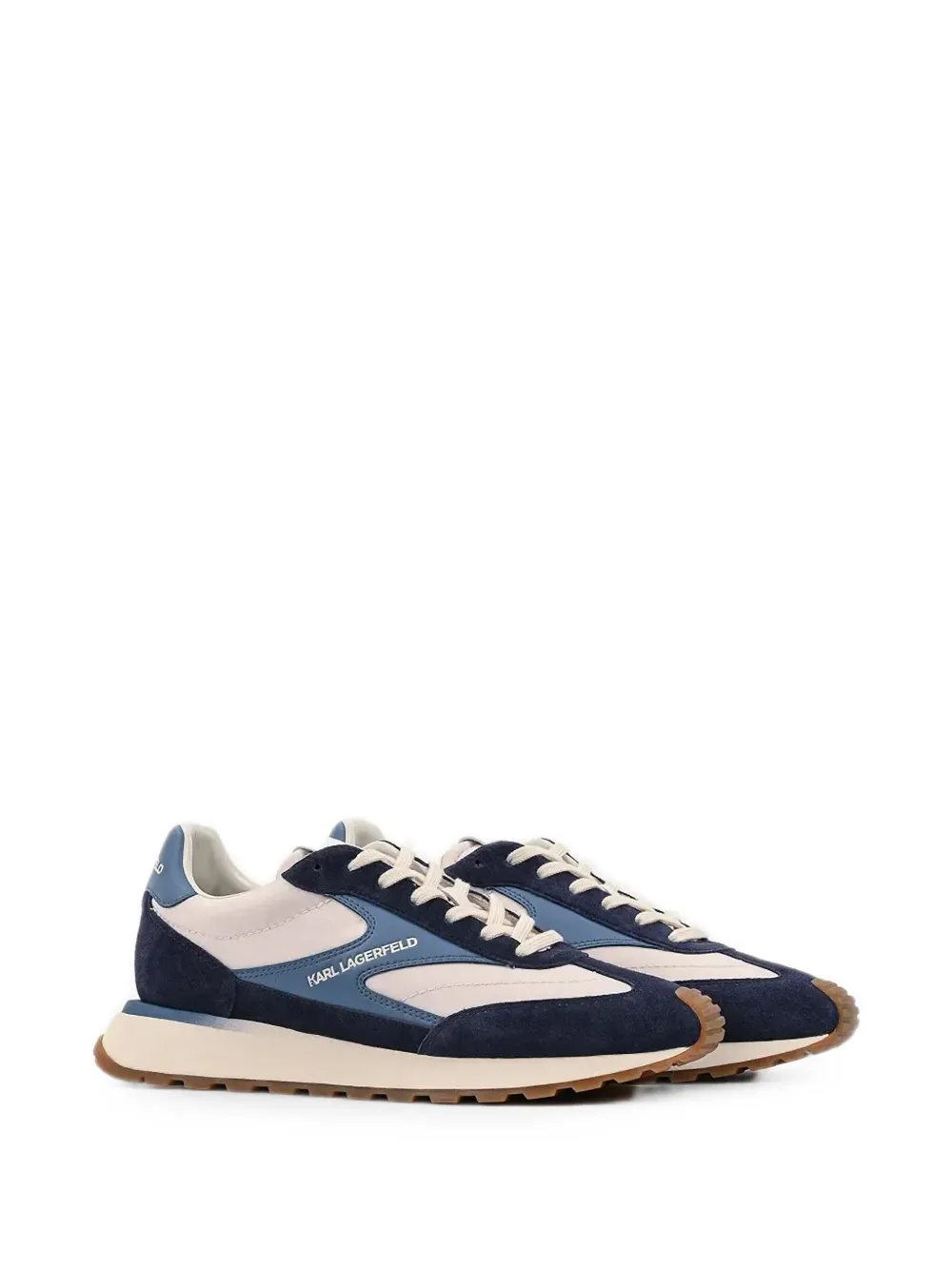 Karl Lagerfeld Kairo panelled suede-trimmed sneakers Blauw