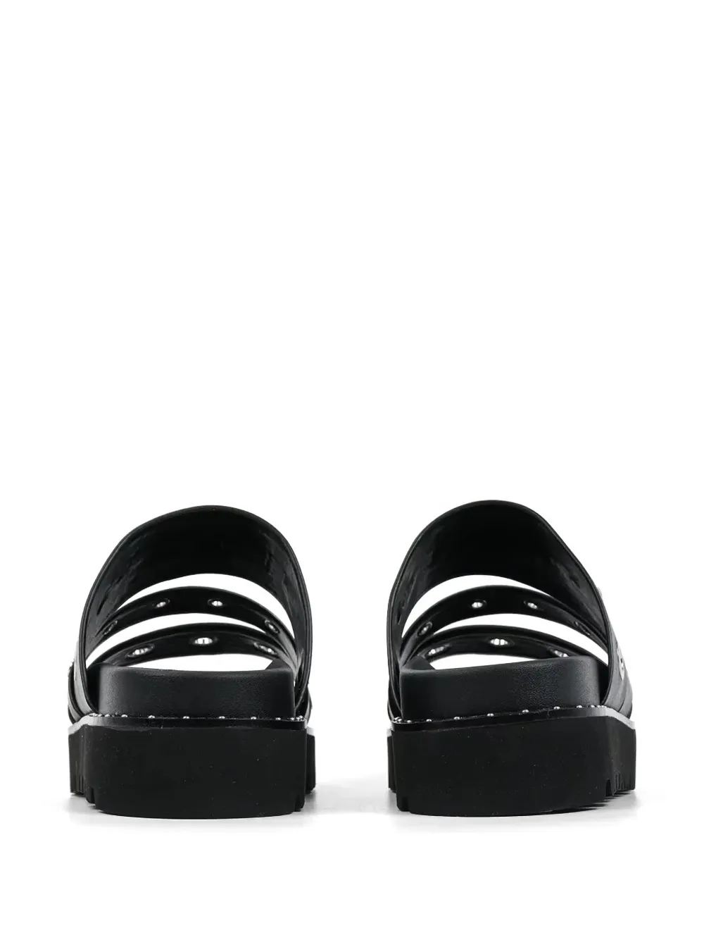 Karl Lagerfeld eyelet-embellished logo-plaque flat sandals Zwart