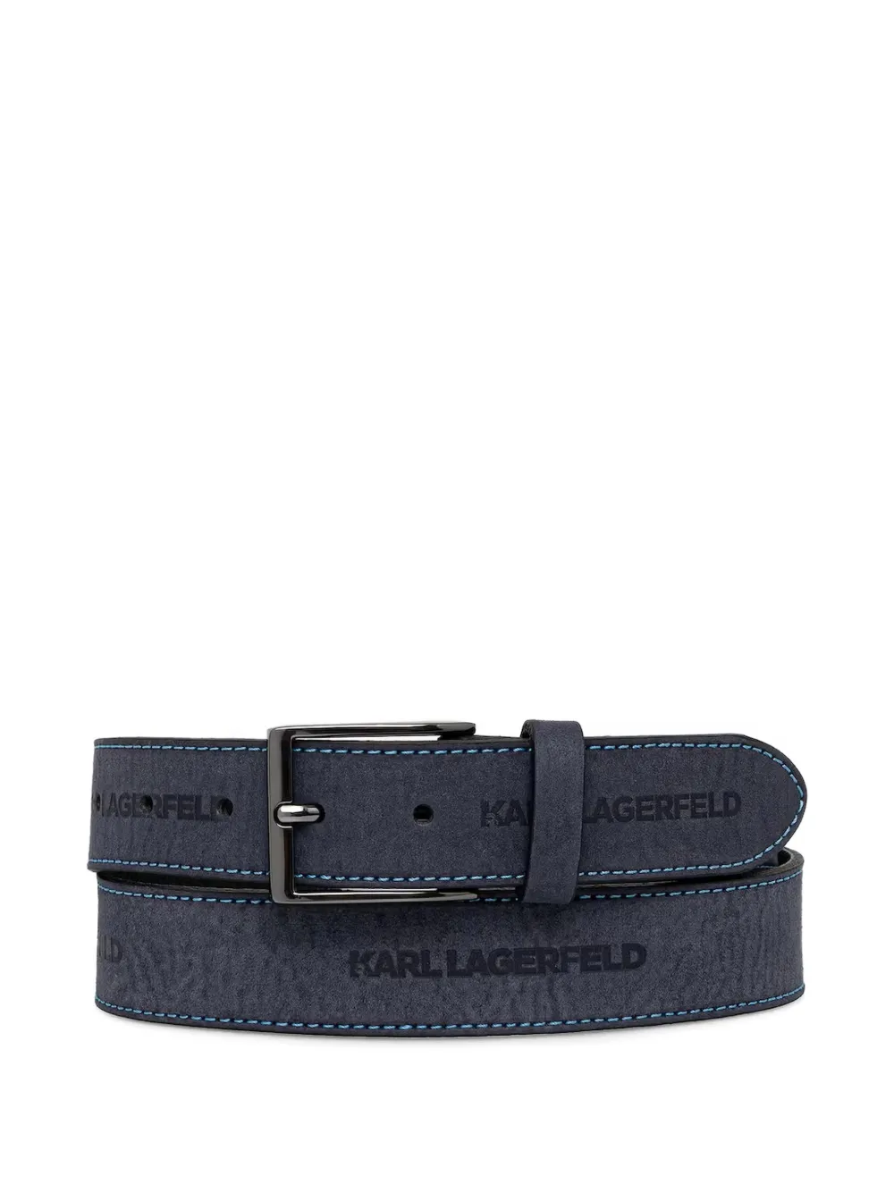 Karl Lagerfeld logo-embossed topstitched belt - Blu