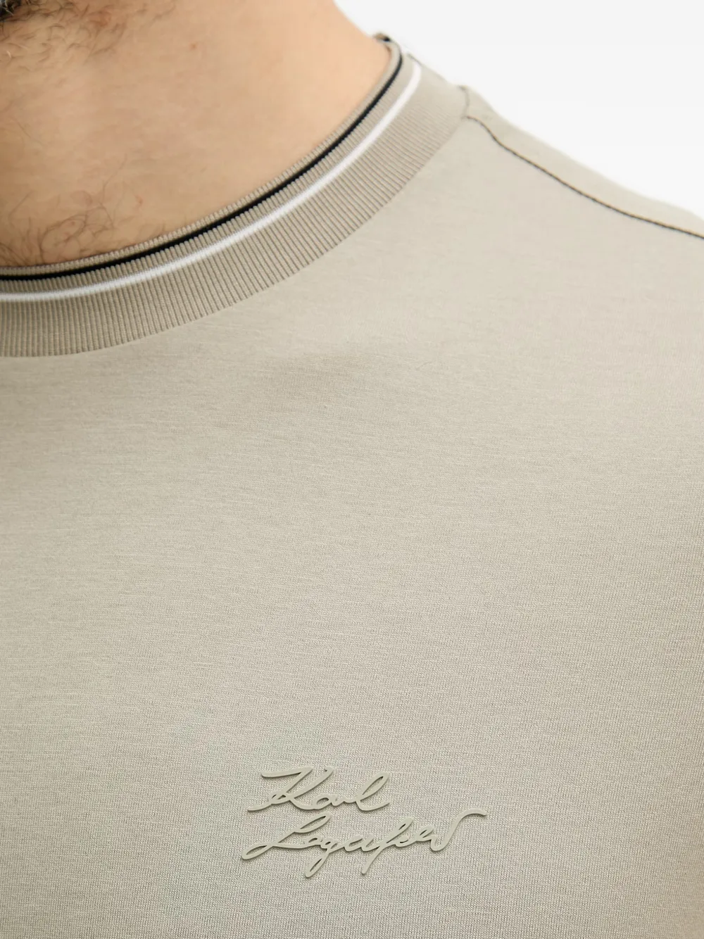 Karl Lagerfeld T-shirt met geborduurd logo en afwerking Beige