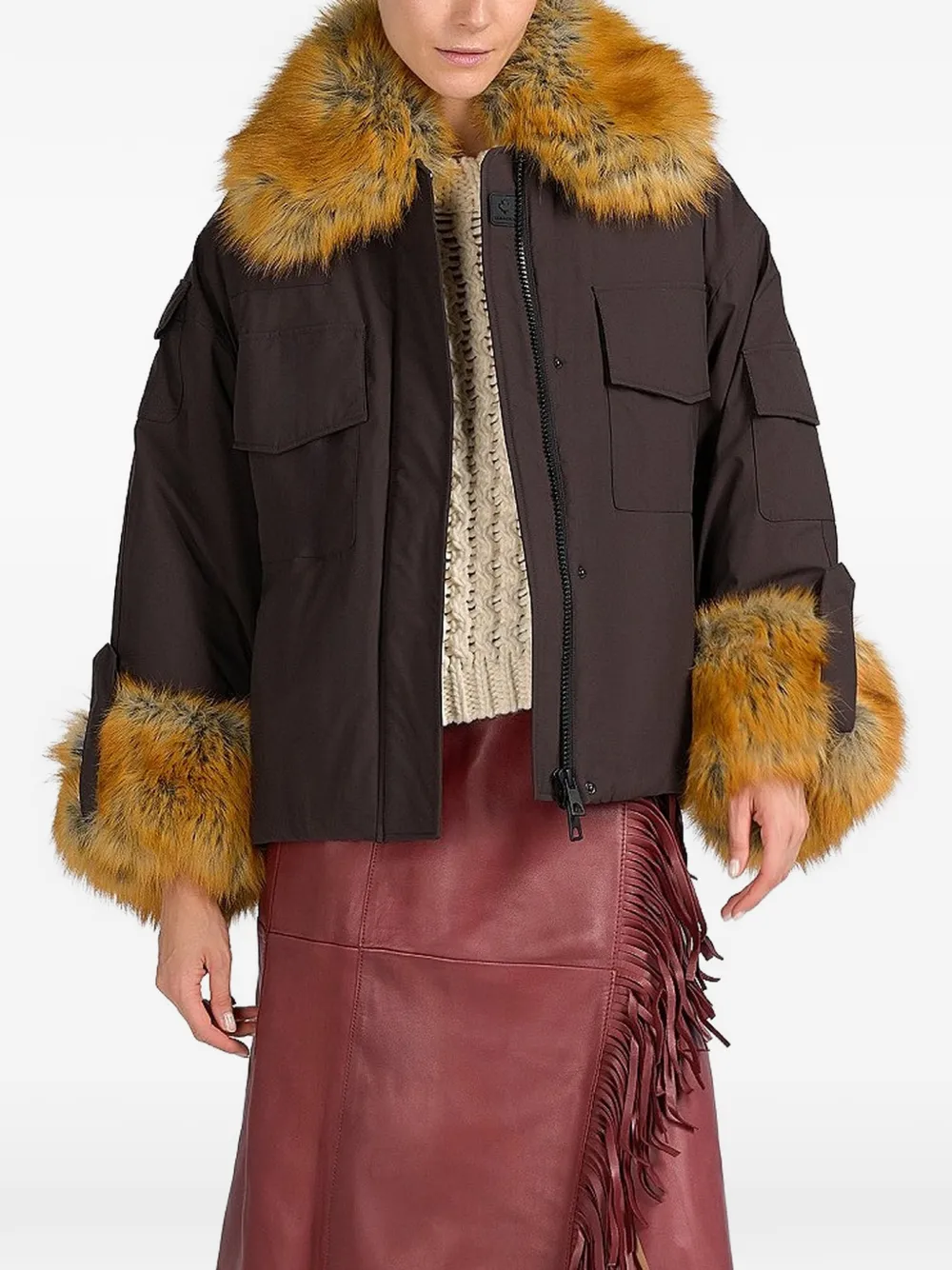 Canadian Yoho faux-fur trim multi-pocket jacket Bruin