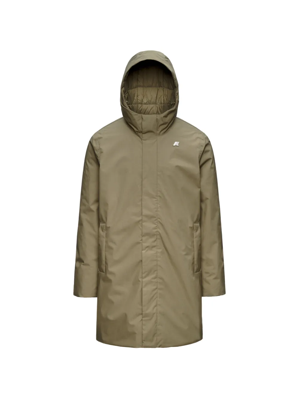 K-Way hooded logo-patch padded coat - Grün