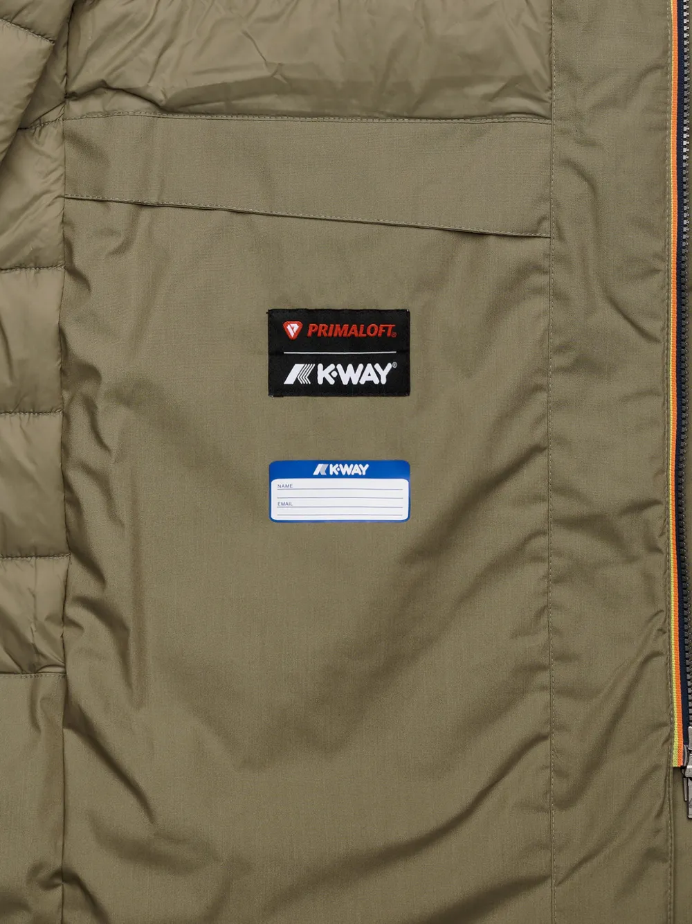 K-Way Gewatteerde jas met capuchon en logo-patch Groen
