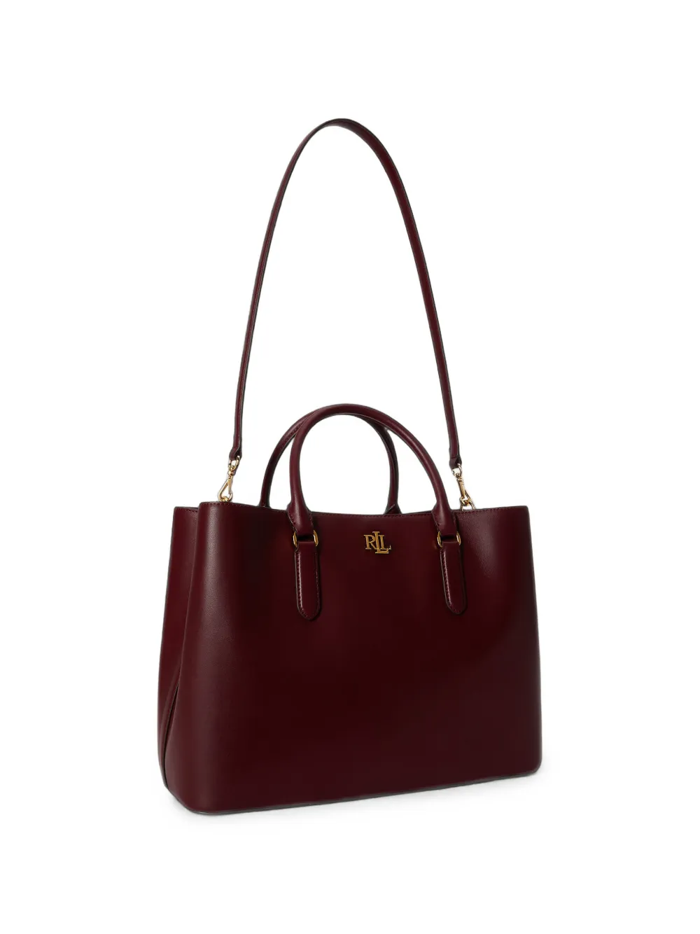 Lauren Ralph Lauren Grote Marcy leren shopper met logo-plakkaat Rood
