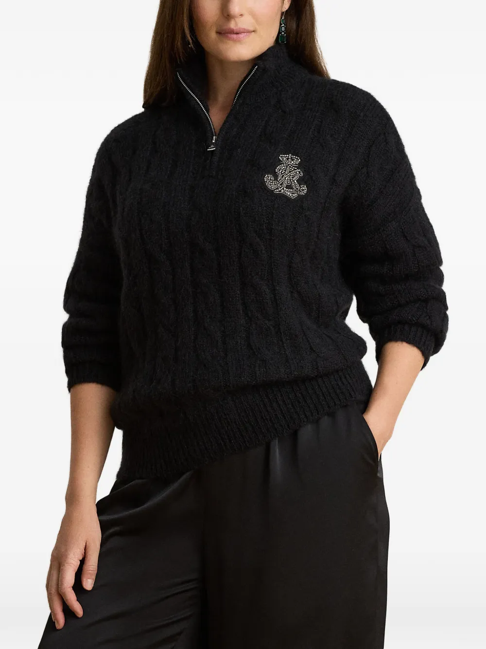 Lauren Ralph Lauren half-zip cable-knit sweater - Schwarz