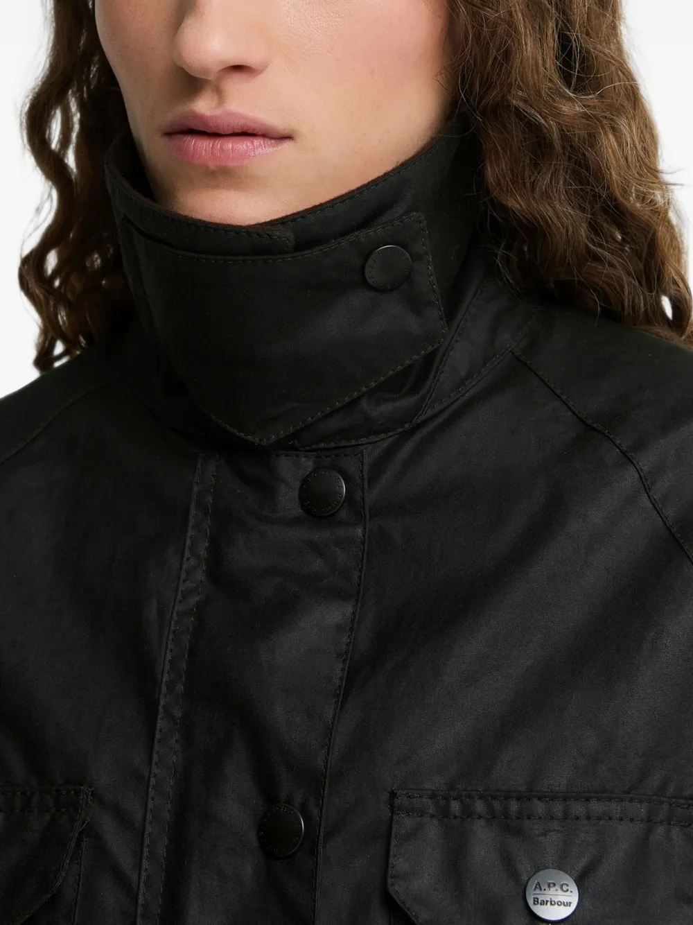 Barbour waxed multi-pocket jacket Groen